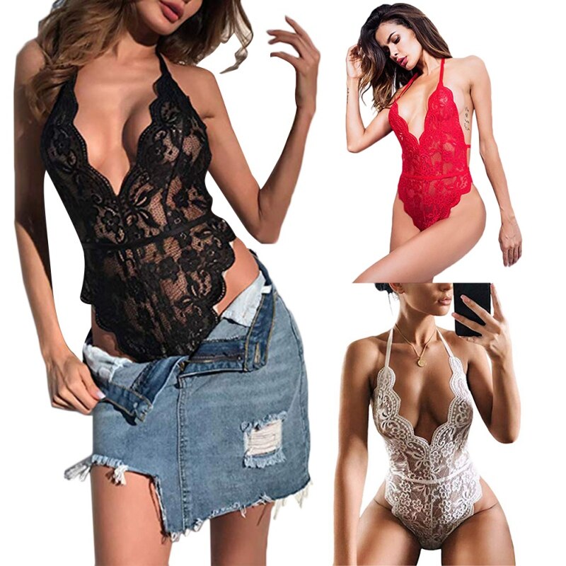 Lace Body Suits Halter Rompers, Teddies Bodysuits - Image 4