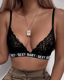 Women’s underwear sexy beauty back gathered bra thin fashion letters printed lace stitching comfortable bras for women 40*